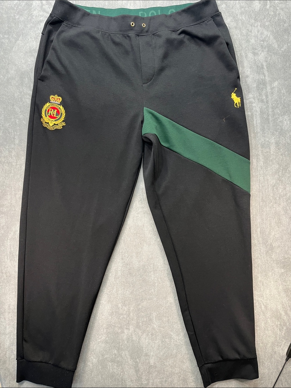 Polo Ralph Lauren Men’s XLT Crest Logo Jogger Sweatpants Black Green